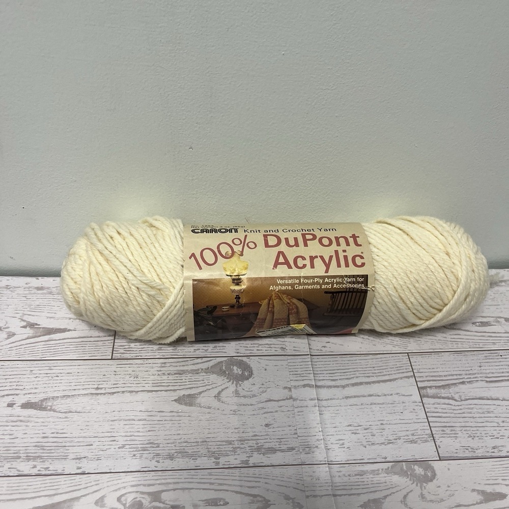 Caron Vintage 100% DuPont Acrylic Yarn 3oz Winter White 0002 4-Ply Knit Crochet